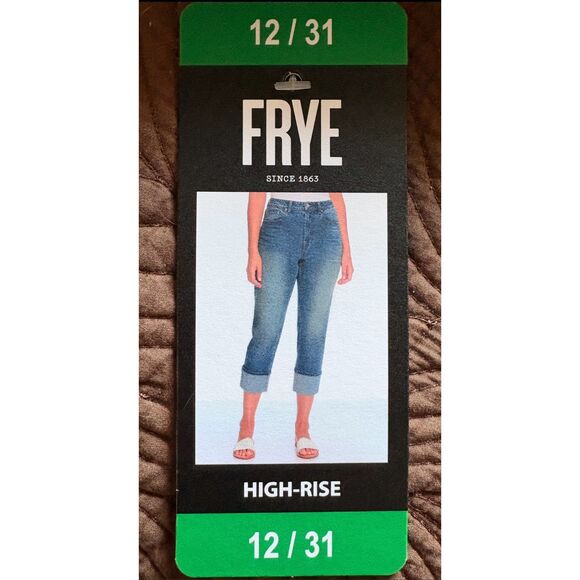 FRYE - NWT - L Sz 12 High Waist Straight-Leg Cropped Jeans in Amari Wash. - Picture 9 of 14